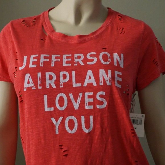Lucky Brand Jefferson Airplane Distressed Graphic Tee Size  M - Picture 4 of 6